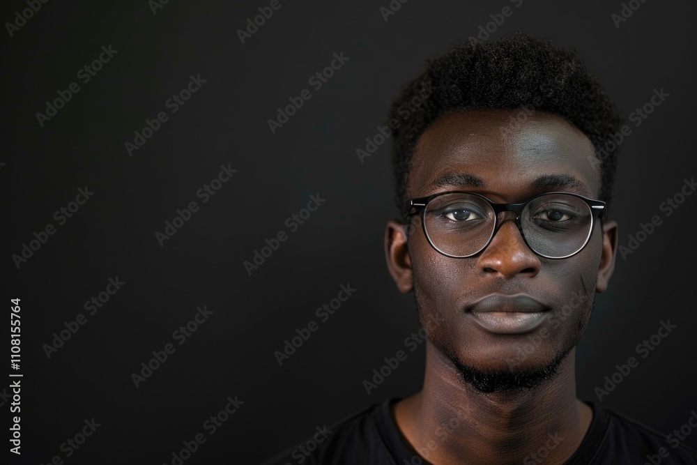 Fototapeta premium Portrait of young African American man in glasses.
