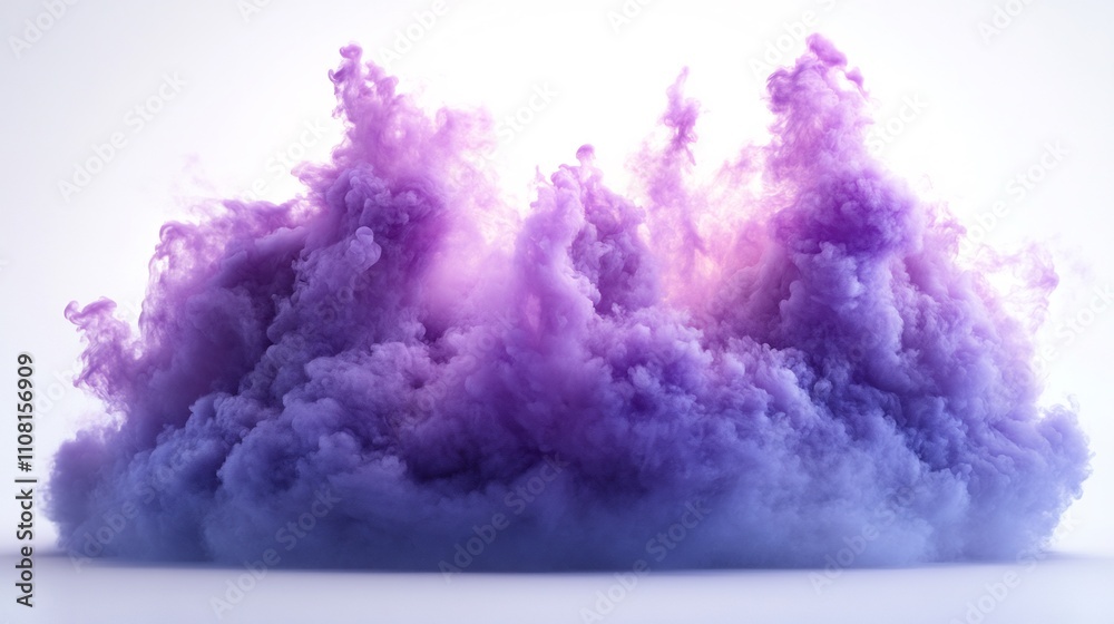 Fototapeta premium Purple explosion smoke isolated white background