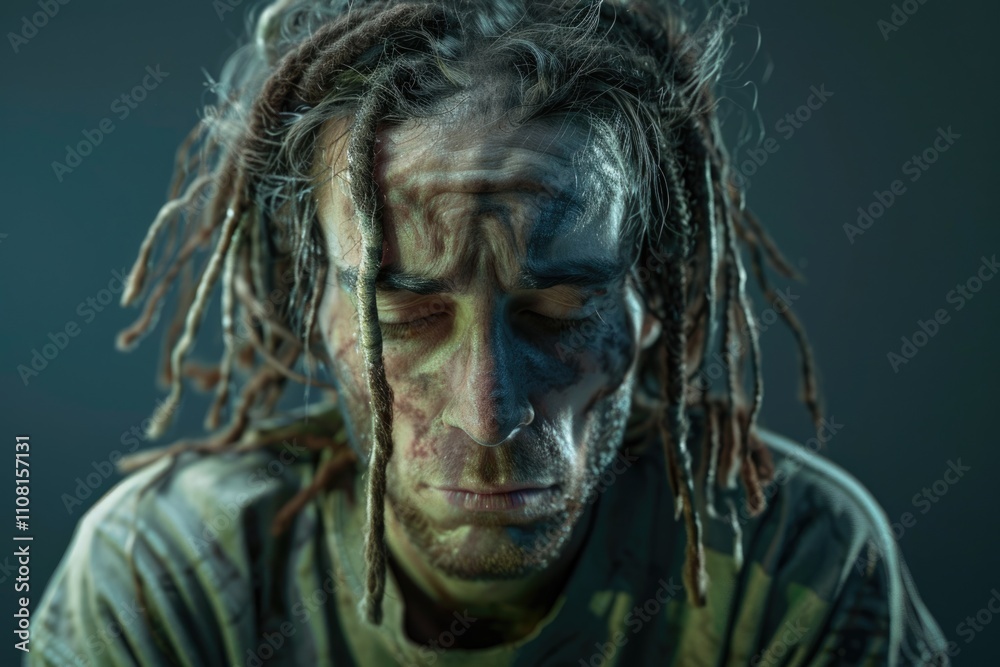 tired american young man with dreadlocks tired american young man with dreadlocks