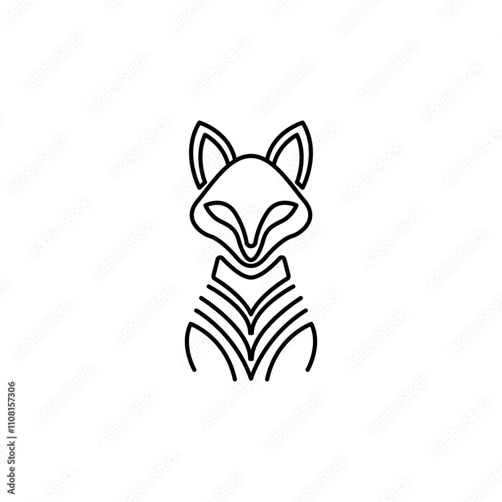 Fototapeta premium Fox icon. Fox black linear logo. Fox branding icon. Fox vector icon design. Fox isolated on white background. Fox animal vector outline. Vector illustration.