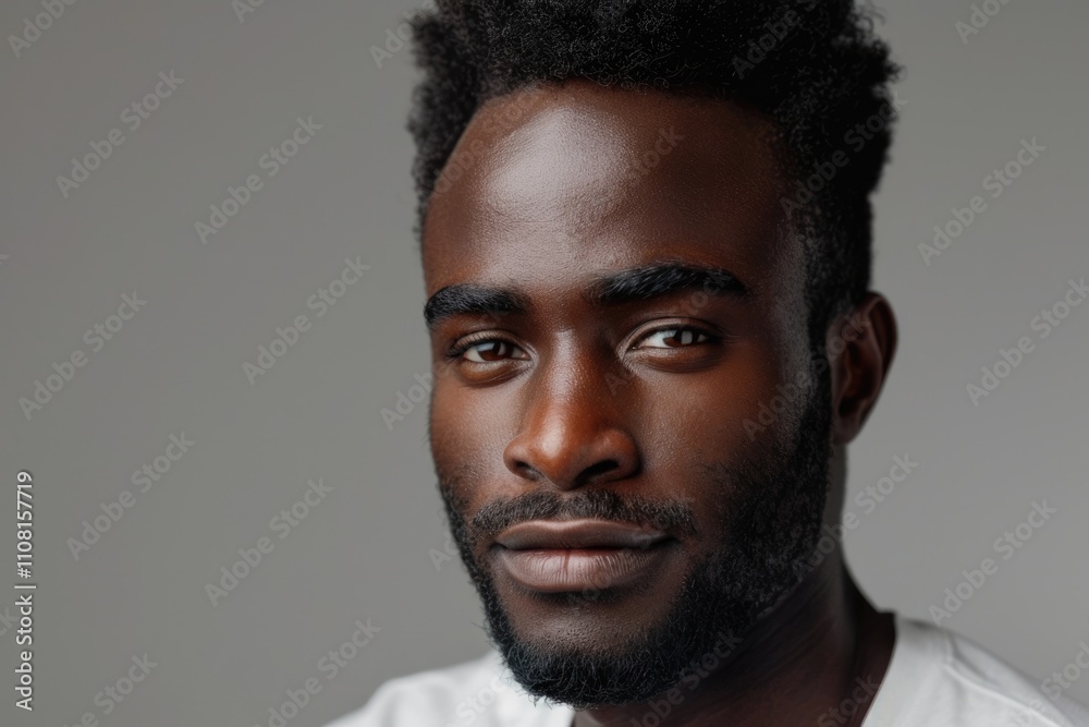 Obraz premium Handsome African man on gray background.