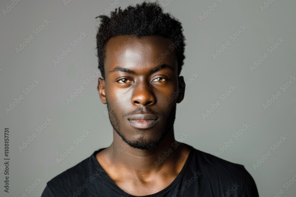 Obraz premium Handsome African man on gray background.