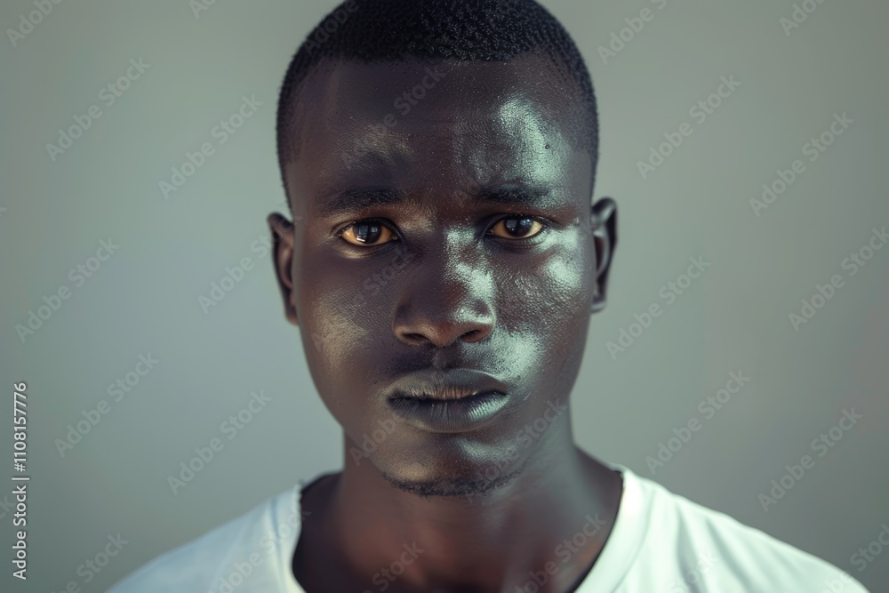 Obraz premium Handsome African man on gray background.