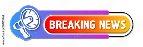 Megaphone with Breaking news speech bubble banner. Vector illustration breaking news vector icon with megaphone. Label for business, marketing and advertising. 
