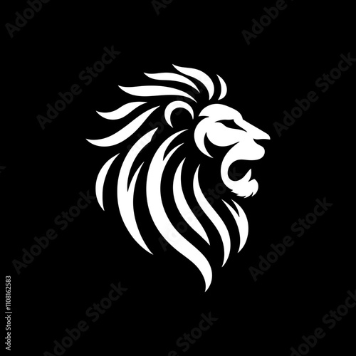 silhouette logo of a cool roar  lion head
