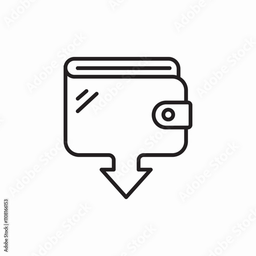 wallet down arrow icon sign vector
