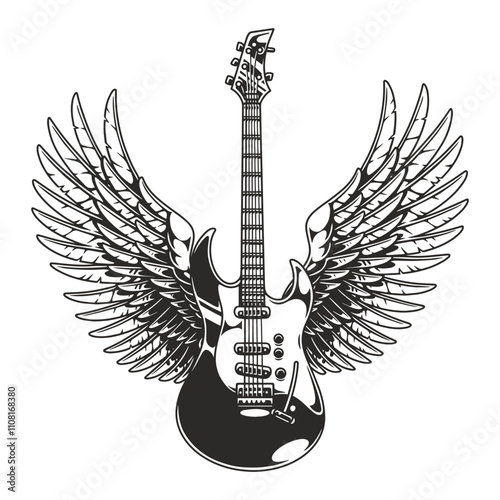 Electric guitar with angel wings design concept