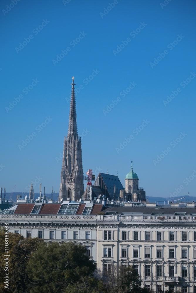 St. Stephen's Cathedral in Vienna cityscape. St. Stephen's Cathedral in Vienna cityscape.