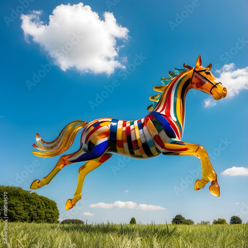glass horse in the field