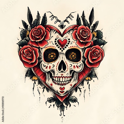 Iconic heart tattoo chicano style design picture photo