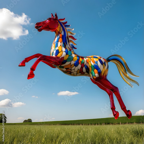 Murano glass horse in the field