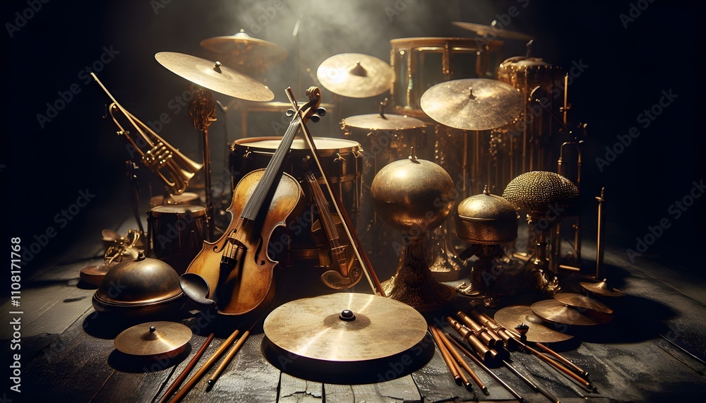Naklejka premium Drum Circle with Colorful Cymbals