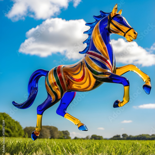 Murano glass horse in the field