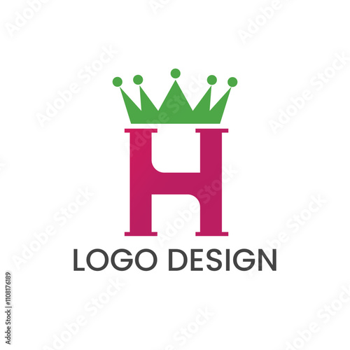 Creative H Crown Logo Design Template