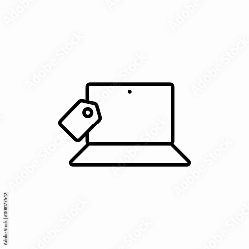 laptop for sale price tag icon sign vector