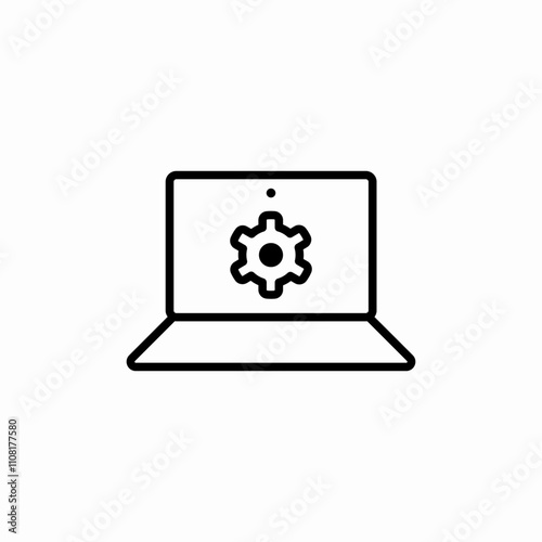 laptop settings icon sign vector