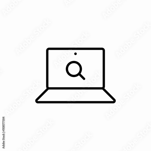 laptop search icon sign vector