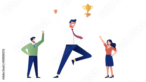 Employee celebration for outstanding performance with award presentation event