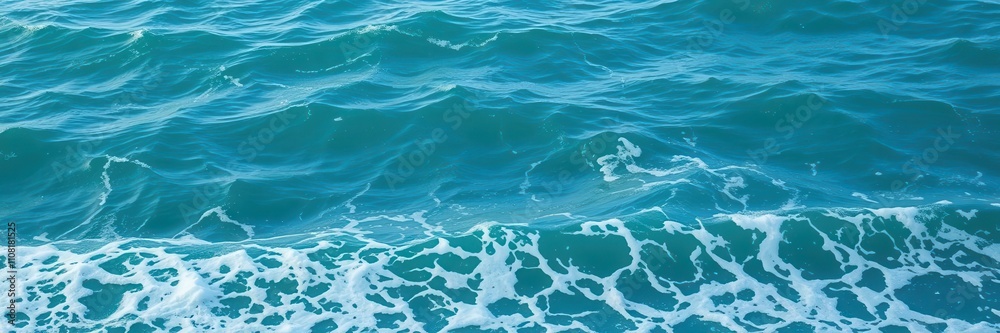 Fototapeta premium Crystal clear turquoise water with gentle foam and rolling waves, foam, ocean
