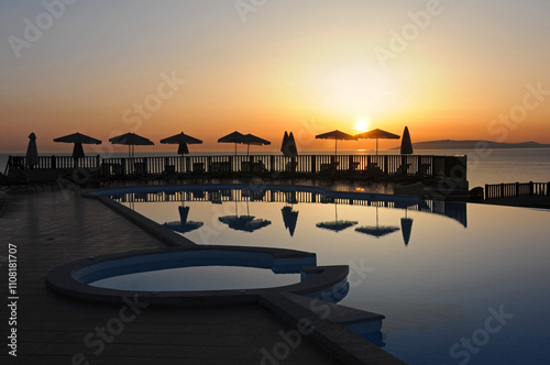 Swimming pool at sunrise