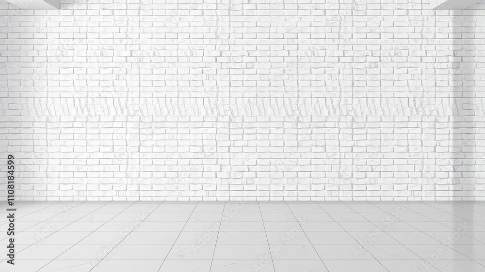 White brick wall background with an even texture and clean surface, texture, design