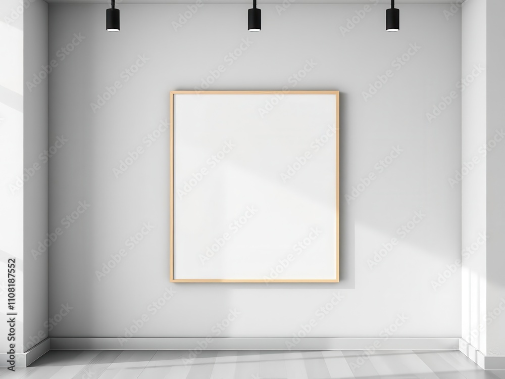 A realistic hanging poster mockup with a blank canvas in a modern room setting, canvas, interior A realistic hanging poster mockup with a blank canvas in a modern room setting, canvas, interior