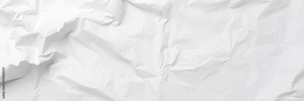 Obraz premium Close-up of crumpled white paper with light shadow, blank, sheet, wrinkled