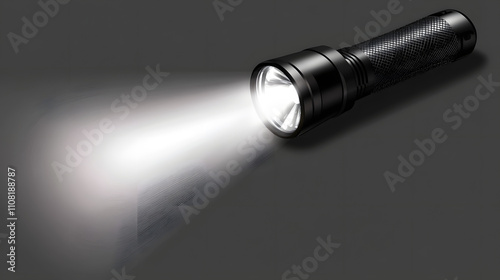 
Compact flashlight with a beam of light on transparent background png