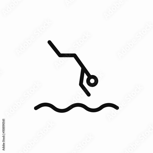 diving pool jump icon sign vector