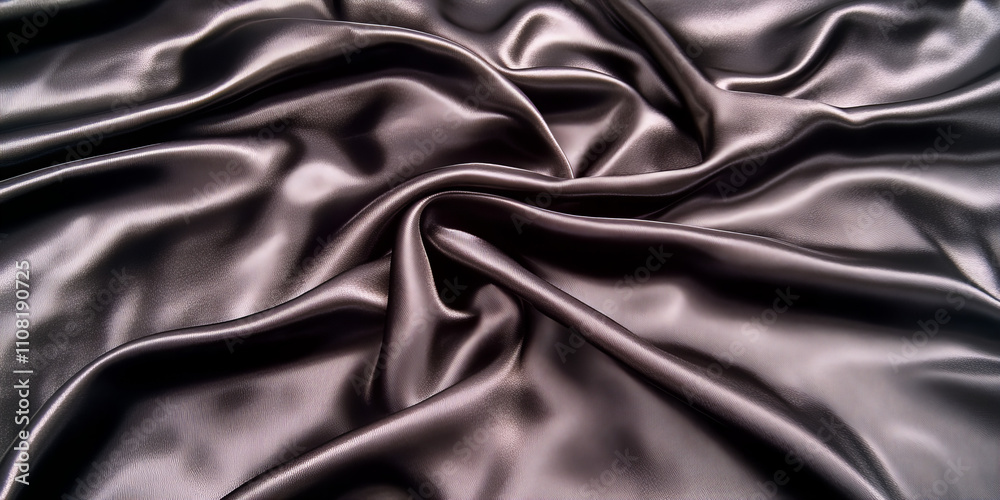 Fototapeta premium Elegant dark satin fabric with luxurious glossy texture, perfect for design backgrounds, fashion mockups, or sophisticated event themes