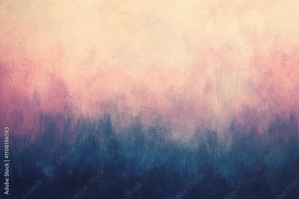 Obraz premium Minimalist abstract background with soft textured gradients blending pastel pink and deep blue tones. Subtle painterly effect creates calming aesthetic. For creative designs, artistic projects