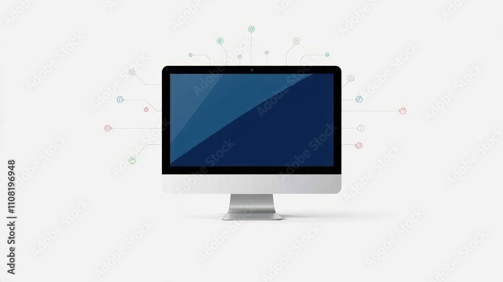 Computer screen featuring a realistic vector illustration with bright colors and sharp details, design, smart, technology