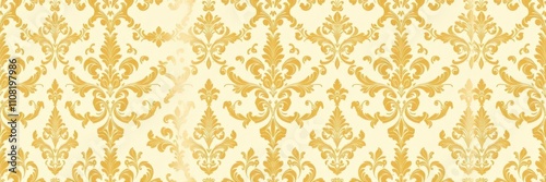 Intricate seamless damask pattern in shades of gold and cream, regal, baroque