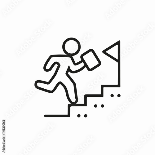 progress businessman upstairs icon sign vector
