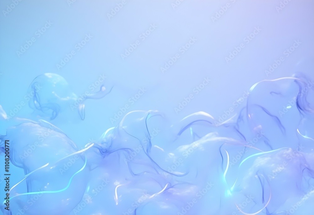 Delicate, wavy blue and purple lines gently cascade over a crisp white background, producing a calming and harmonious effect.