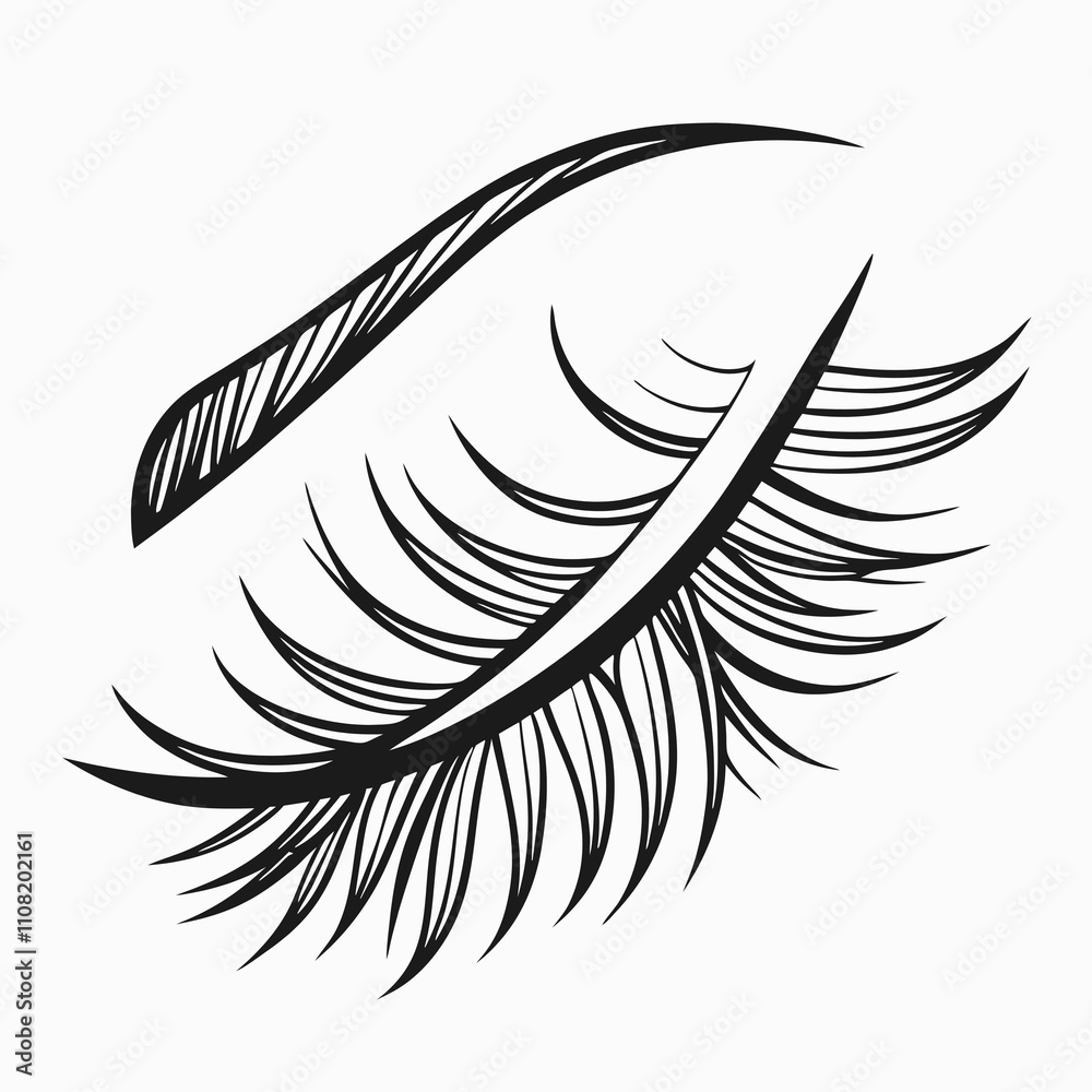 Obraz premium Eyelashes densely layered, creating a dramatic and voluminous effect, showcasing their length and texture.