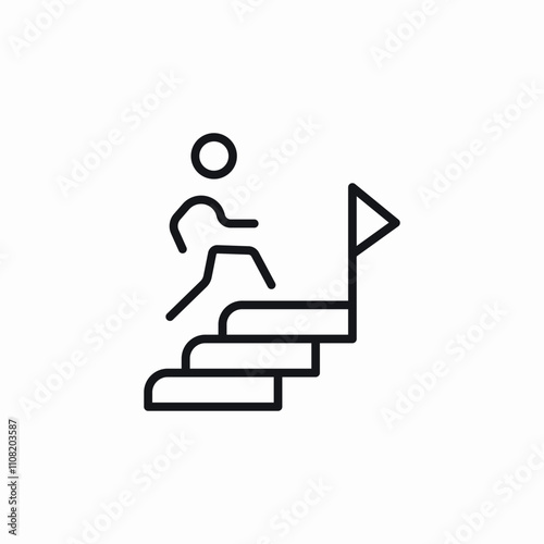 stairs reach flag icon sign vector