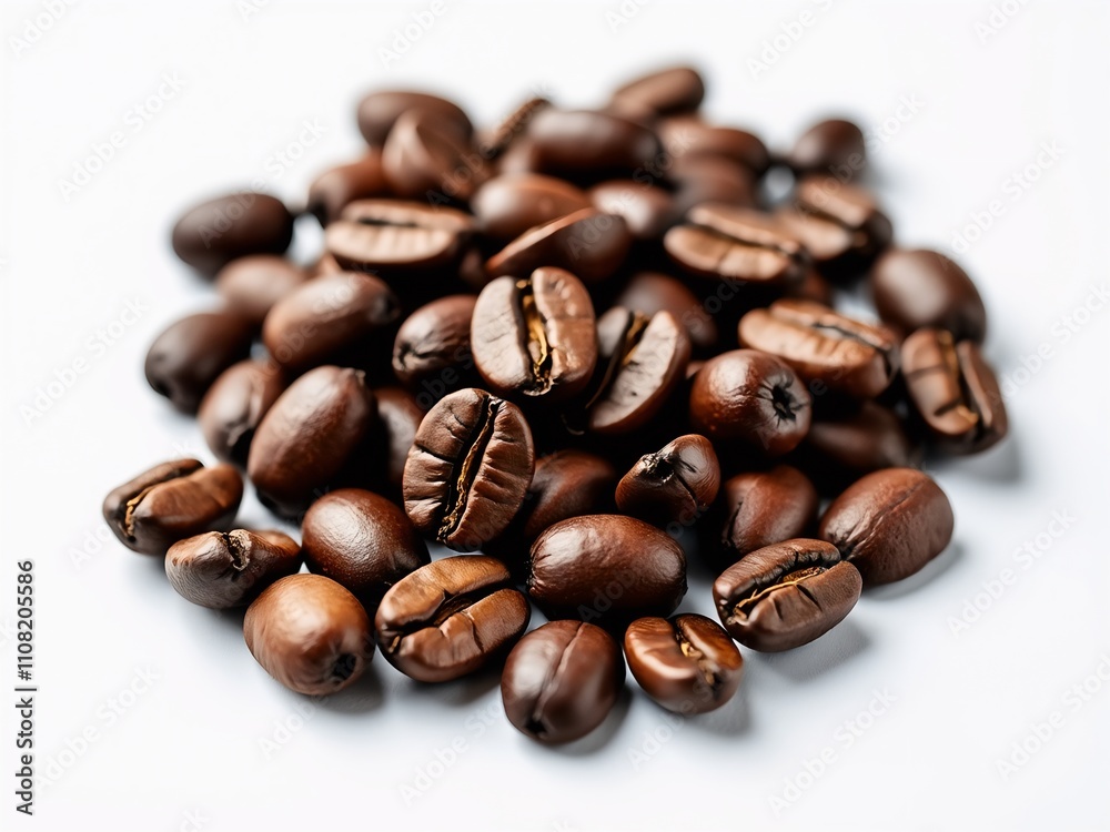 Fototapeta premium Roasted coffee beans in a rustic setting