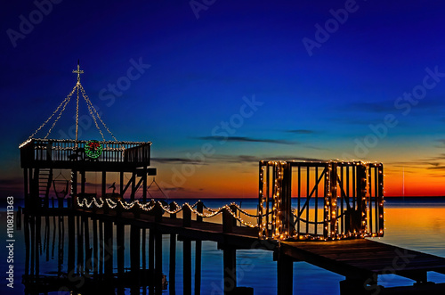 Christmas lights on Coden Beach in Coden Alabama photo