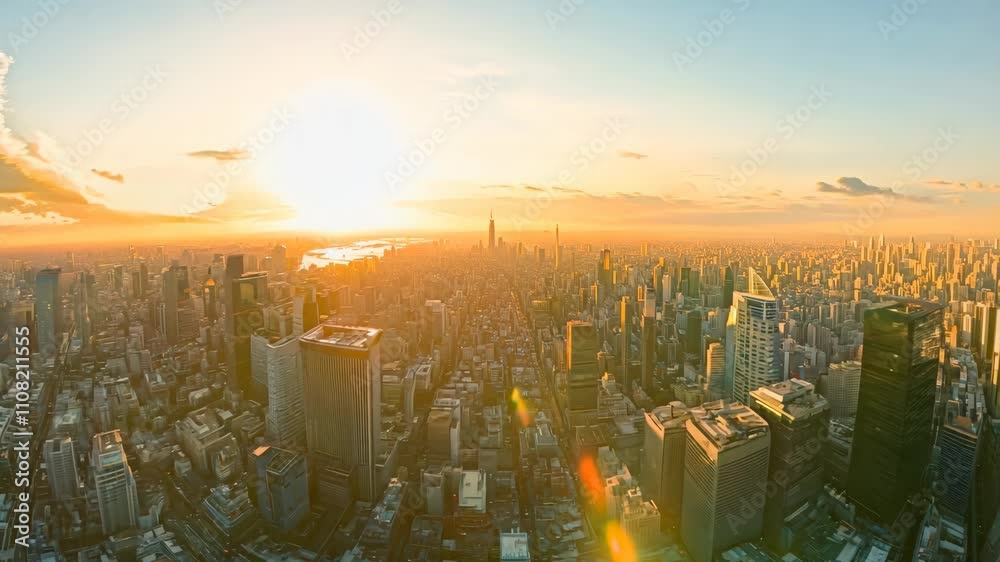 An immersive 360-degree equirectangular spherical panorama of floating transport pods gliding effortlessly above vast metropolises, offering panoramic views 4K Video