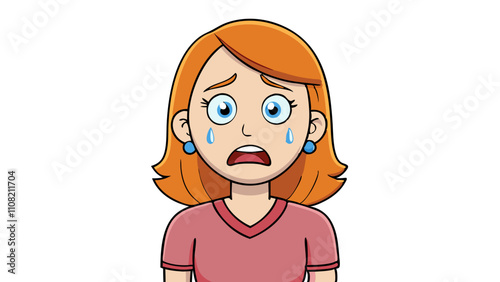 Emotional woman struggles with sadness in simple graphic representation