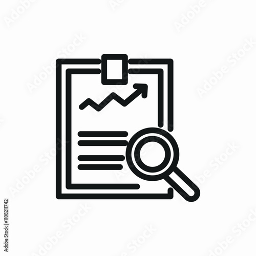 analytics search clipboard icon sign vector