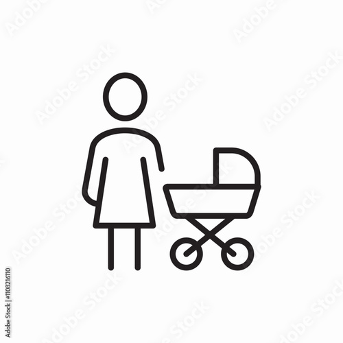 mother with baby carrier icon sign vector