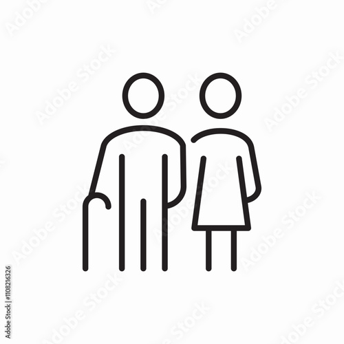 old couple grandfather grandmother icon sign vector