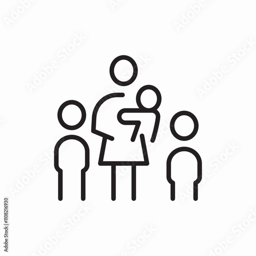 single mother of many children icon sign vector