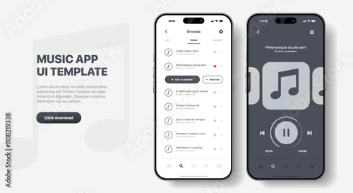 Media music player interface isolated on white background. Multimedia frame template. Mockup live stream window, player. Online broadcasting. Multimedia navigation and music application.
