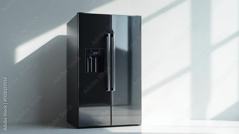 modern fridge isolated on light background 4K Video modern fridge isolated on light background 4K Video