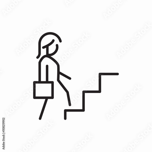 business woman upstairs icon sign vector