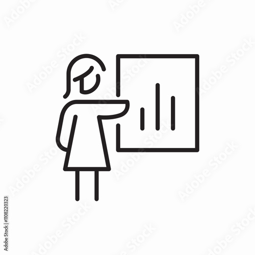 female employee statistics presentation icon sign vector