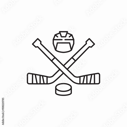 hockey sticks cross puck helmet icon sign vector